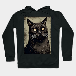 Cute Black Cat Portrait Vintage Hoodie